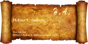 Hubert Ambos névjegykártya
